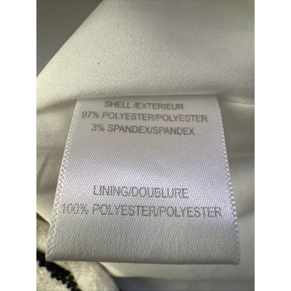 Belle Badgley Mischka Sheath Dress Womens 6 White Black Check Cap Sleeve Office - Picture 10 of 10